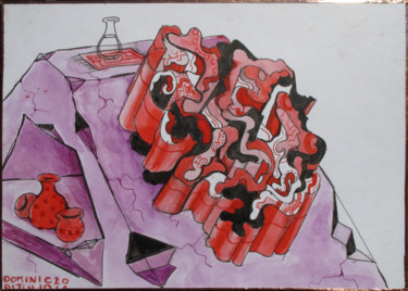 Painting titled "Expression in Red" by Dominic Dijulio, Original Artwork, Watercolor