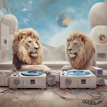 Digitale Kunst mit dem Titel "Lions of God" von Ddking, Original-Kunstwerk, KI-generiertes Bild
