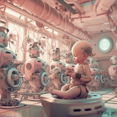 Digitale Kunst getiteld "Baby Machine" door Ddking, Origineel Kunstwerk, Digitale afdruk