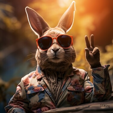 Digitale Kunst getiteld "Peace Rabbit #6" door Ddking, Origineel Kunstwerk, Digitale afdruk