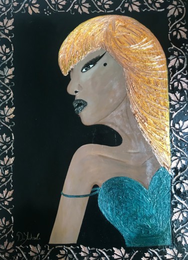 Malerei mit dem Titel "Zenci kadın tablo" von Didem Yüksel, Original-Kunstwerk, Acryl