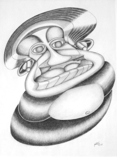 Drawing titled "Black Buddha" by Pelletier, Original Artwork, Pencil