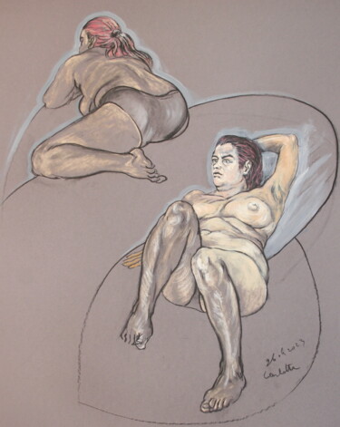Desenho intitulada "carlotta 3" por Luc De Blick, Obras de arte originais, Óleo