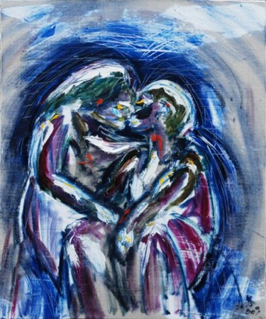 Peinture intitulée "Le baisé du bord de…" par Dec, Œuvre d'art originale