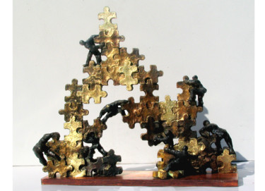 Sculpture intitulée "puzzle.jpg" par Anne De Crécy, Œuvre d'art originale, Métaux