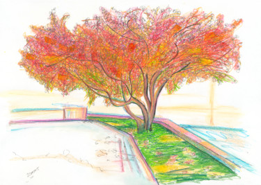 绘画 标题为“Tree, Nizhniy Novgo…” 由Dea Lieotto, 原创艺术品, 水彩