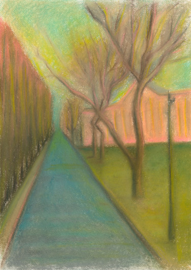 Schilderij getiteld "city, street, 12 Ma…" door Dea Lieotto, Origineel Kunstwerk, Pastel