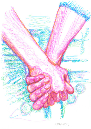 Drawing titled "togetherness, 21 Se…" by Dea Lieotto, Original Artwork, Ballpoint pen