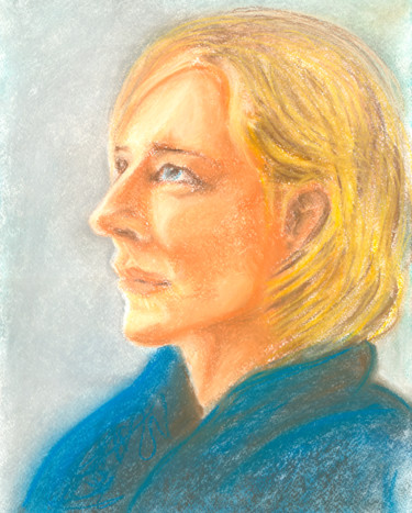 Painting titled "Cate Blanchett, 17…" by Dea Lieotto, Original Artwork, Pastel
