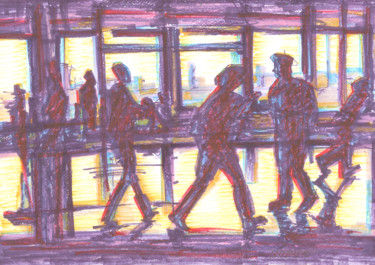 Drawing titled "In the airport, 16…" by Dea Lieotto, Original Artwork, Marker