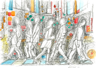Drawing titled "Road crossing, 6 Fe…" by Dea Lieotto, Original Artwork, Marker