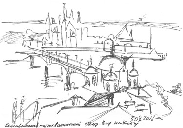 Zeichnungen mit dem Titel "Street of Nizhny No…" von Dea Lieotto, Original-Kunstwerk, Kugelschreiber
