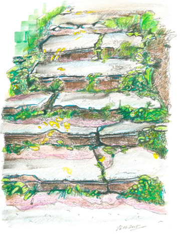 Painting titled "Stairs, Nizhniy Nov…" by Dea Lieotto, Original Artwork, Watercolor