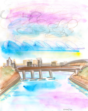 Painting titled "The bridge. Day 4 N…" by Dea Lieotto, Original Artwork, Watercolor