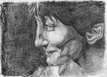 Drawing titled "Face. 8 Aprel 2013" by Dea Lieotto, Original Artwork, Charcoal