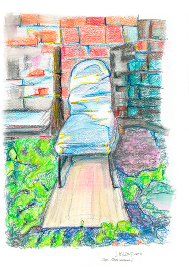 Painting titled "Chair on  side stre…" by Dea Lieotto, Original Artwork, Watercolor