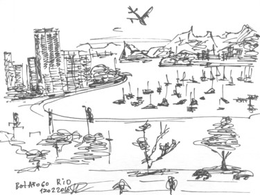 Drawing titled "Rio. Botafogo. 17 F…" by Dea Lieotto, Original Artwork, Ballpoint pen
