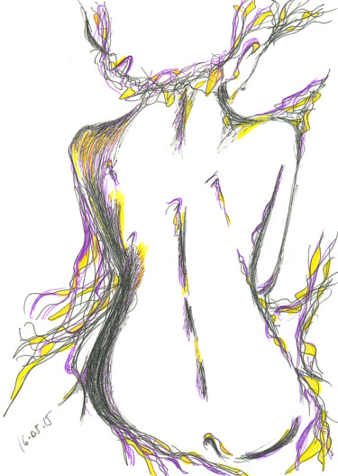Рисунок под названием "Woman. 16 May, 2015" - Dea Lieotto, Подлинное произведение искусства, Шариковая ручка