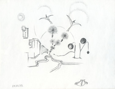 Рисунок под названием "Holiday. 23 January…" - Dea Lieotto, Подлинное произведение искусства, Карандаш
