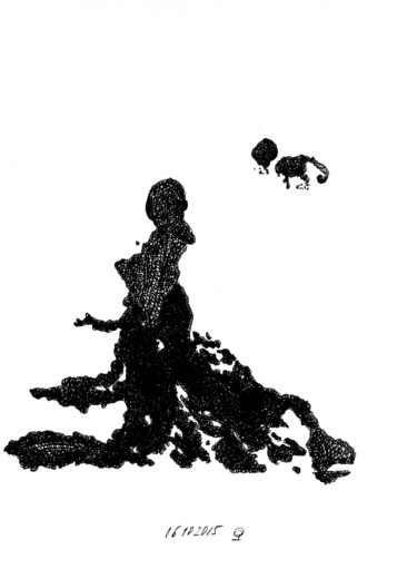 Dessin intitulée "The spot on the roa…" par Dea Lieotto, Œuvre d'art originale, Stylo à bille