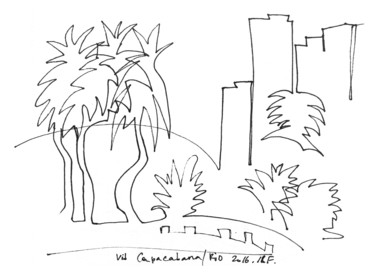 Dessin intitulée "Rio de Janeiro. 18…" par Dea Lieotto, Œuvre d'art originale, Stylo à bille