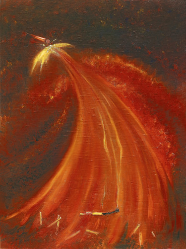 Painting titled "A match flared in t…" by Dea Lieotto, Original Artwork, Oil