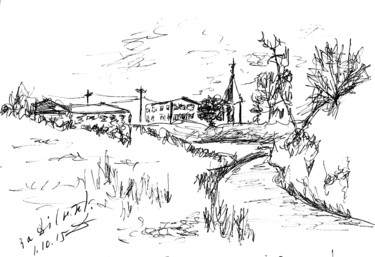 Dessin intitulée "Street of Nizhny No…" par Dea Lieotto, Œuvre d'art originale, Stylo à bille