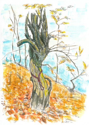 Malerei mit dem Titel "The old tree. 4 Nov…" von Dea Lieotto, Original-Kunstwerk, Aquarell