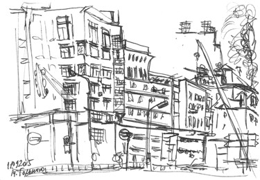 Dessin intitulée "Street of Nizhny No…" par Dea Lieotto, Œuvre d'art originale, Stylo à bille