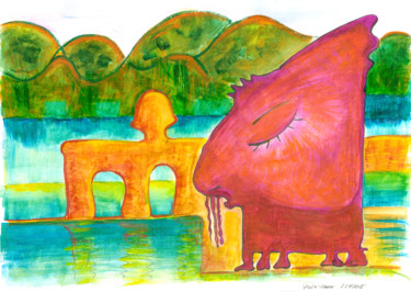 Dessin intitulée "5legs-elephant. 25…" par Dea Lieotto, Œuvre d'art originale, Crayon