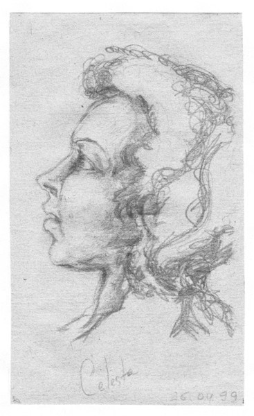 Drawing titled "Celeste. 1995" by Dea Lieotto, Original Artwork, Pencil