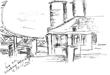 Drawing titled "Bashkirov's mill on…" by Dea Lieotto, Original Artwork, Ballpoint pen