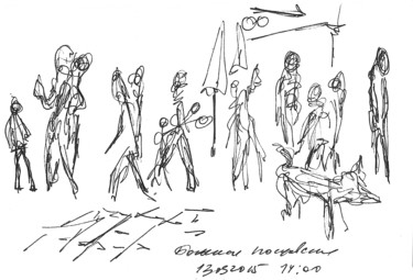 Desenho intitulada "People on the Big P…" por Dea Lieotto, Obras de arte originais, Canetac de aerossol