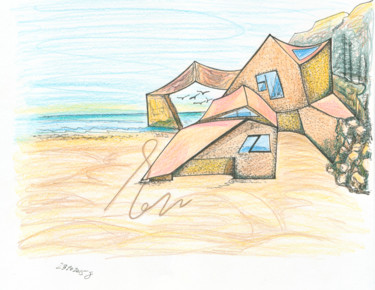 Dessin intitulée "House with story. 2…" par Dea Lieotto, Œuvre d'art originale, Marqueur
