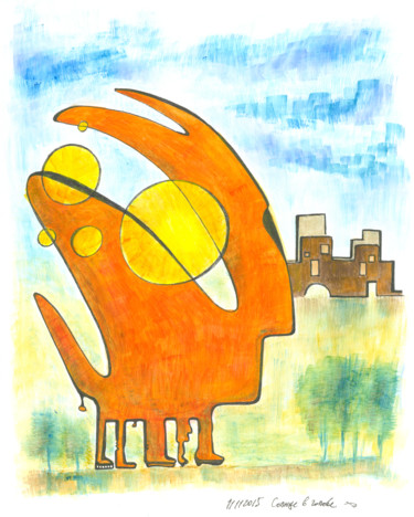 Картина под названием "5legged-elephant. 1…" - Dea Lieotto, Подлинное произведение искусства, Акварель