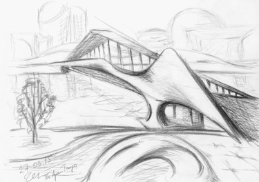 Dessin intitulée "Tango-Bridge, 27 Ma…" par Dea Lieotto, Œuvre d'art originale, Crayon