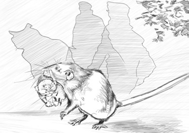 Dessin intitulée "the rat mother is m…" par Dea Lieotto, Œuvre d'art originale, Crayon