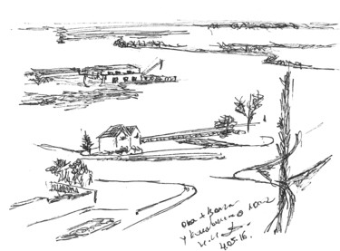 Drawing titled "Volga rive. 4 May,…" by Dea Lieotto, Original Artwork, Ballpoint pen