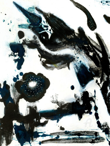 Картина под названием "Midnight Bloom" - Deanna Che Lyn, Подлинное произведение искусства, Коллажи