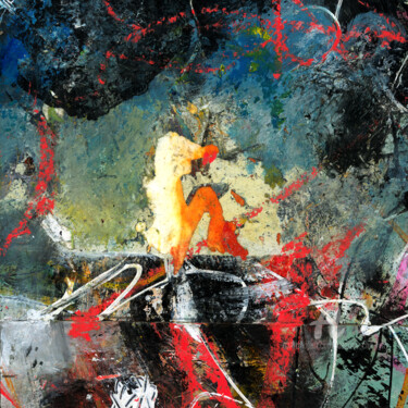 Картина под названием "Peachy" - Deanna Che Lyn, Подлинное произведение искусства, Акрил Установлен на Деревянная панель