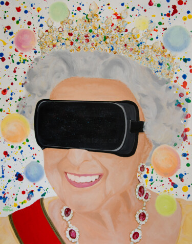Painting titled "The Queens VR Dream…" by Deb Breton, Original Artwork, Acrylic Mounted on Wood Stretcher frame