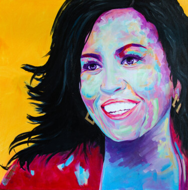 Картина под названием "Michelle Obama Port…" - Deb Breton, Подлинное произведение искусства, Акрил Установлен на Деревянная…