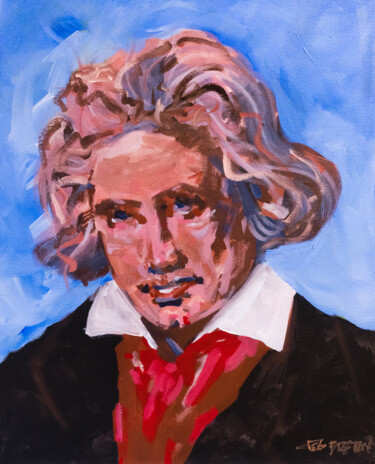 Malarstwo zatytułowany „Portrait of Ludwig…” autorstwa Deb Breton, Oryginalna praca, Akryl Zamontowany na Drewniana rama nos…