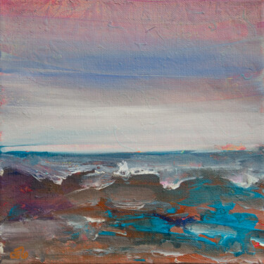 Schilderij getiteld "Abstract Oceanside" door Deb Breton, Origineel Kunstwerk, Acryl