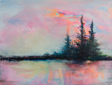 Painting titled "Dimming of the Day" by Deb Breton, Original Artwork, Oil