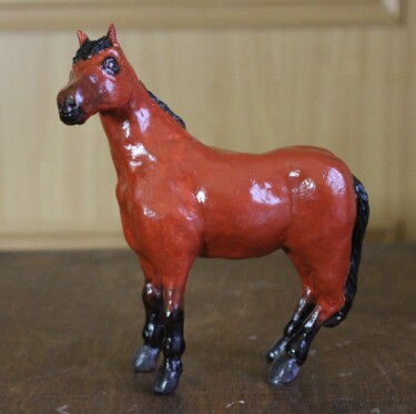 Sculpture titled "Bright Bay Horse" by Deborah Pain, Original Artwork, Clay