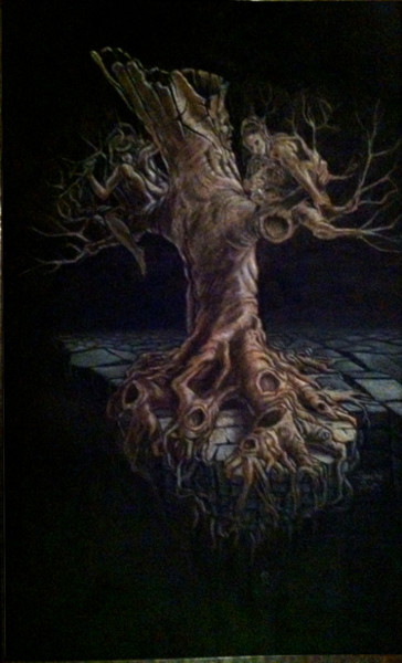 Картина под названием "l'arbre" - Pierre De Béarn, Подлинное произведение искусства, Пастель