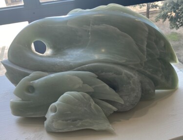 Sculptuur getiteld "Les poissons" door Jacqueline Debluë, Origineel Kunstwerk, Steen