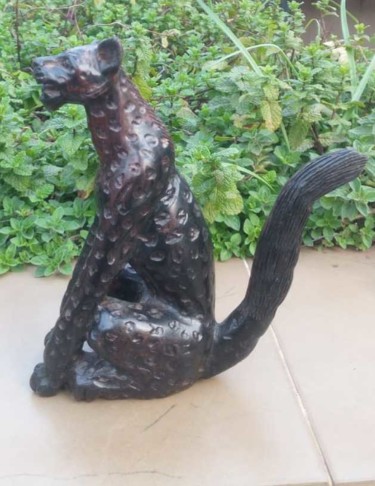 Sculpture titled "Ebony sitting cheet…" by Obed Omwange, Original Artwork, Wood