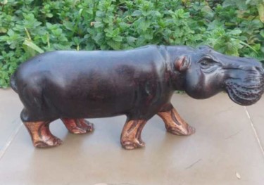 Sculpture titled "Rosewood hippo" by Obed Omwange, Original Artwork, Wood
